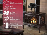 Heat Powered Wood Stove Fan 4 Blade Quiet Fireplace Fan for Pellet Stove V1188-MS-527-031