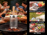 304 Stainless Steel Rolling Grill Basket Set with Removable Handle for Vegetables, Shrimp and V1189-LC-HW-00409
