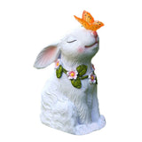 Solar Garden Rabbits with Butterflies Solar Charging Hand Painted Synthetic Resin Solar V1294-YM0717-3111220225612