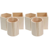 6-Piece Wooden Pen Holder Set, Pencil Cup, Desk Organizer, Makeup Brush Holder for Office and Home V1366-AZ2-W-13640