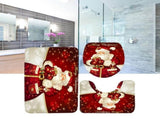 3Pcs Christmas Mat Sets Santa Claus Non Slip Mat Bathroom Doormat Toilet Seat Cover U Shaped Toilet V1294-YM0714-10305786