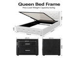 Artiss King Single Bed Frame Storage White Leather Gas Lift Bed Black Bedside Table Set BFRAME-SET-NINO-BSIDE-KS