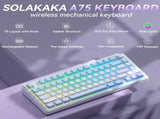 Solakaka A75 3-Mode RGB Mechanical Keyboard, Hot-Swappable Greywood V3 Switch,BluePurple V1300-A75-BLUE-PURPLE