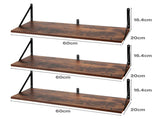 Levede Floating Shelves 3 Pcs Wall Mounted Rustic Storage Display Rack Bedroom WS1011-BR-3PC-AU