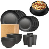 Plates and Bowls Sets, 16Pcs Dishes Set, Camping Dishes, Plastic Plates Reusable, Dishware, Outdoor V1366-AZ2-W-20951