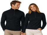 Merino Skins 100% Merino Wool Thermal Top Half Zip Long Sleeve Unisex - Black V563-MERSKNS-HZIP-BLK-S91CM