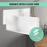 641 x 336 x 101mm Shower Niche Single Shelf Organizer No Tile Needed in White V63-900721