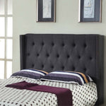 Bed Head Queen Charcoal Headboard Upholstery Fabric Studded Buttons V43-BED-MILAQCH