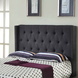 Bed Head Queen Charcoal Headboard Upholstery Fabric Studded Buttons V43-BED-MILAQCH