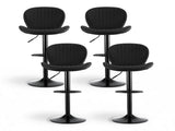Artiss 4x Bar Stools Kitchen Swivel Gas Lift Counter Chair Shell Leather Black BA-KJ-5681-BKX4
