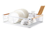 Dish Drainer Kitchen Monolayer Waterproof Cutlery Shelf Tabletop Utensil Storage Shelf White V1294-YM0703-3118230118611