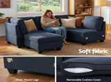 Artiss Modular Sofa Chaise Set 5-seater Dark Grey SBED-C-EP05-DA-GY-ABCDE