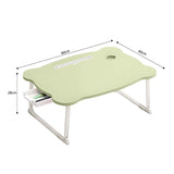 SOGA Green Portable Bed Table Adjustable Folding Mini Desk With Mini Drawer and Cup-Holder Home BEDTABLEM668