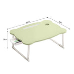 SOGA 2X Green Portable Bed Table Adjustable Folding Mini Desk With Mini Drawer and Cup-Holder Home BEDTABLEM668X2