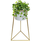 White Planter on Gold Pyramid Stand 45cm V637-68105PLN