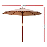 Instahut 3m Outdoor Umbrella Pole Umbrellas Beach Garden Sun Stand Patio Beige UMB-POLE-3-H-BG