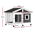 i.Pet Dog Kennel House Large Wooden Outdoor Pet Kennels Indoor Puppy Cabin Home PET-GT-DH72-GR