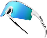 OutdoorMaster Hawk II Polarized Sports Sunglasses for Men Women, TAC 100% UV400 Protection TR90 XFOM-CG-BKK75-WHBL
