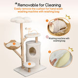 142cm Large Tall Cat Tree Tower with Soft Flower Perch & Condo - Multi-Level Cat Furniture for V767-P-XM1866-WT