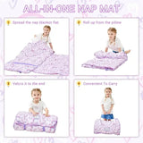 Roll-Up Nap Mat 3-in-1 Washed Minky Dot with Polyester Fill, Detachable Pillow & Blanket, V1232-WST-001