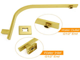 WELS Brushed Gold 12" Square SUS Shower Head Brass Gooseneck Wall Arm Set V1233-A602GKSS112G