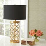 SOGA 4X Golden Hollowed Out Base Table Lamp with Dark Shade TABLELAMPA65X4