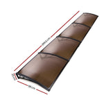 Instahut Window Awning Door Canopy 1m x 4m Brown Sheet Black Plastic Frame AWN-PC6MO-1X4-BR