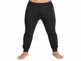 Mens Thermal Long John Pants Merino Wool Blend Base Layer Winter Warm - Black V563-BB-SI043_SI067-BK-4XL