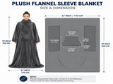 Winter Cozy Warm Loungewear Gift Set 170 200CM Dark Grey Flannel Fleece Wearable Blanket with V888-ELOSUNG52552
