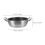 Double Handle Non Stick Cooking Pot Silver 1Set Easy to Clean Japanese Style V1192-AZ-W-27636