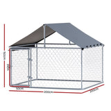 i.Pet Dog Kennel Large House XL Pet Run Cage Puppy Outdoor Enclosure With Roof PET-DOG-CAGE-2X2-AB