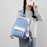 Large Capacity Nylon Backpack with Bear Doll for Women Casual Water-Resistant Travel College Daypack V1370-AZ4-05487