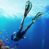 Pair of Snorkel Fins Diving Swim Fins Adjustable Open Heel Swimming Barefoot Flippers Cyan - S V1308-DSZKI-269-1