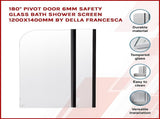 180 Degree Pivot Door 6mm Safety Glass Bath Shower Screen 1200x1400mm By Della Francesca V63-830191