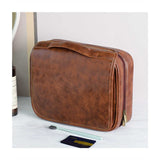 Black Luxury PU Business Travel Toiletry Bag - Large Capacity Waterproof Makeup Organizer with V888-ELOSUNG17581