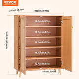 VEVOR Rattan Shoe Cabinet 5 Tiers Shoe Organizer 2 Doors & Adjustable Shelves V952-DMTBXJ2M293718WI7V0