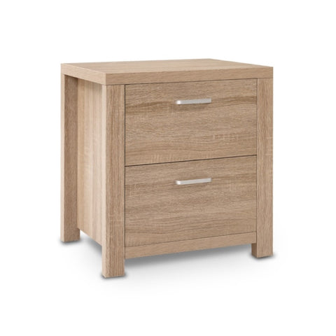 Artiss Bedside Table 2 Drawers - MAXI Pine FURNI-N-MAXI-BS01-WD