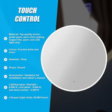 70cm LED Wall Mirror Bathroom Mirrors Light Decor Round V63-833751