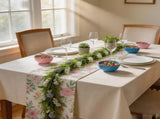 6 Ft Spring Green Boxwood Garland for Mantle, Greenery Spring Summer Garland with White Flowers for V1258-DP02-C-2676