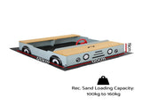 Keezi Wooden Car Sandpit Kids Sandbox Outdoor Play Toy w/ Storage Ground Sheet 120cm SAND-SQUARE-CAR-126