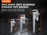 3-Piece Pipe Wrench Set, 10" 14" 18" Aluminum Straight Pipe Wrench, Adjustable Plumbing Wrench, with V952-GQBS101418IN6D4SMV0