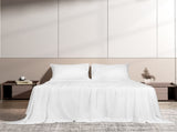 Dreamz 4pcs Double Size 100% Bamboo Bed Sheet Set in White Colour BED1016-D-WH