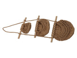 Hanging Fruit Basket 3 Tier Wall Mounted Handcraft Hemp Rope Wood 3 Tier Hanging Wall Basket for V1294-YM0717-3115220087211