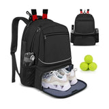 Large Capacity Tennis Backpack with Racquet Compartment, Shoe Pocket and Fence Hook for Training, V1341-ZY-3UMRW3P4-BLACK