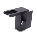LED Bathroom Sink Faucet Black Waterfall Single Hole Handle Vanity Faucet with 2 Water Pipes V1294-YM0901-3112260003111