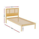 Artiss Bed Frame Single Size Rattan Wooden RITA WBED-RITA-S-WD-AB