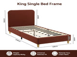 Artiss King Single Bed Frame with Headboard, Faux Linen Fabric Brown BFRAME-H-VIC-KS-BR-AB