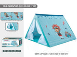 Kids Play Tent for Indoor Outdoor Fun, Waterproof Triangle Teepee with White Mesh Curtains, Spacious V1341-ZY-AALNDJV2-BLUE