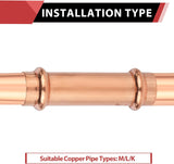 (Pack of 10) 1/2" x 1/2" Copper Press Fit Extended Coupling Fittings, No Stop,(PRESS028) V1258-DP02-C-2382