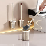 Compact Toilet Brush with Long Handle Wall Mounted No Drilling Bathroom Cleaning Tool Anti-Splash V1258-DP02-BOL-51
